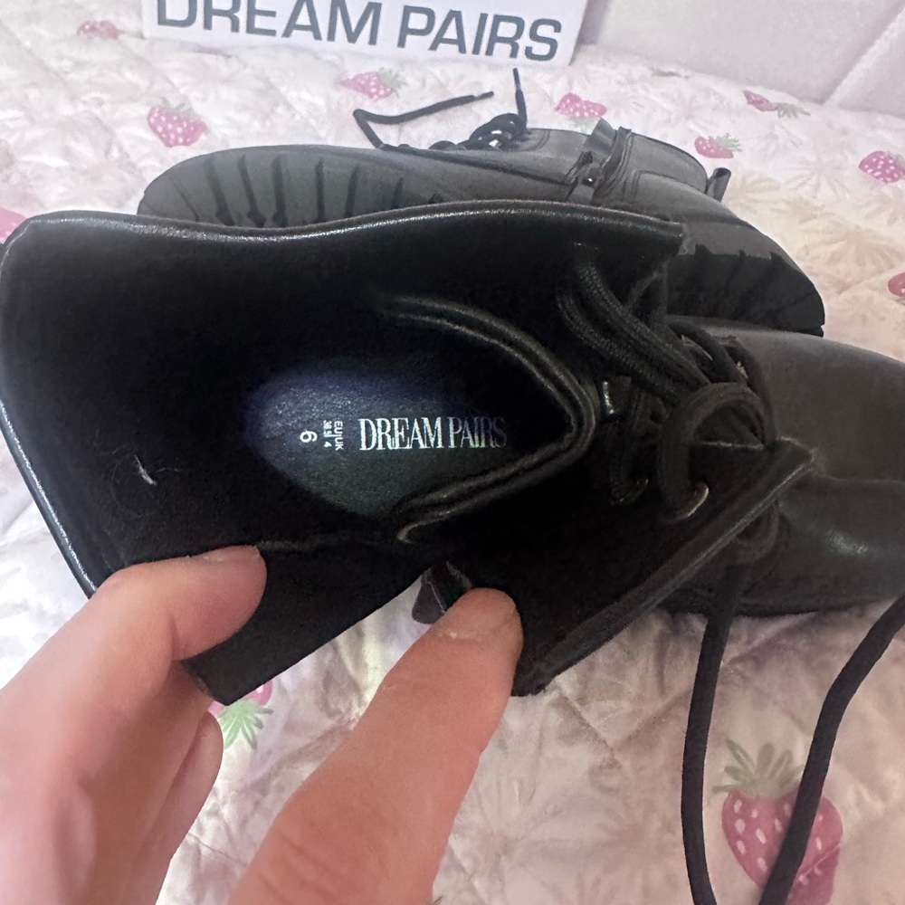 Dream Pairs Black Lace-Up Combat Boots - Picture 3 of 5